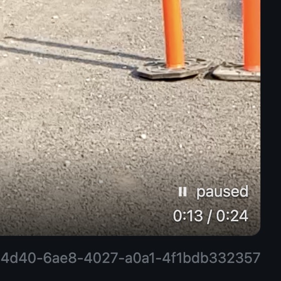 Bottom-right of the video: a pause icon labelled 'paused', an elapsed readout of 0:13 / 0:24, and a span id below